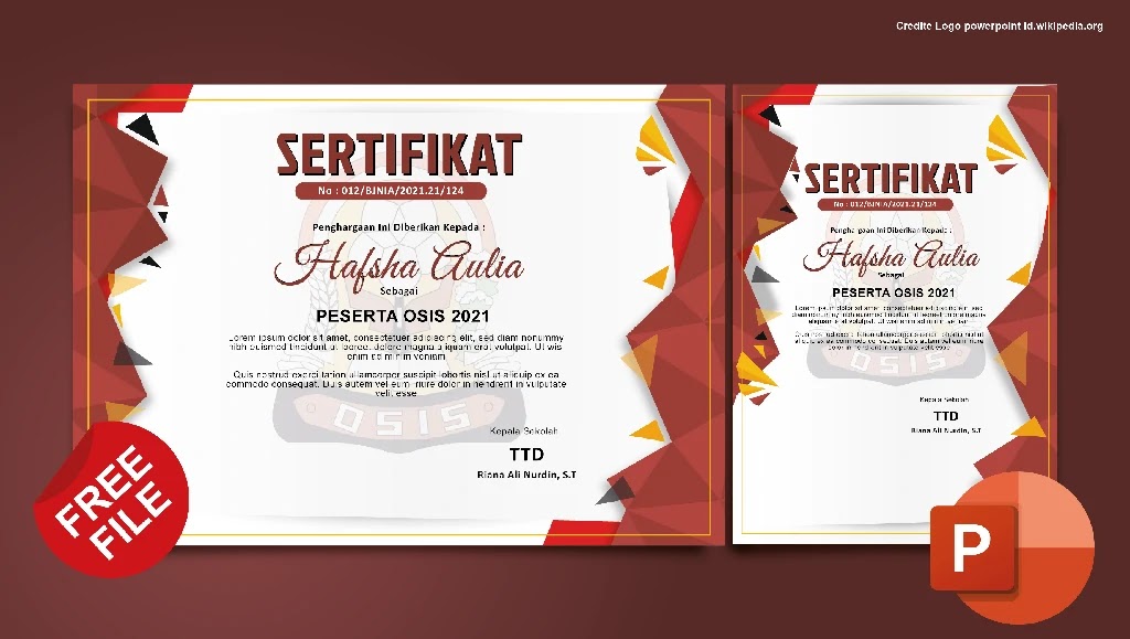 Download Desain Sertifikat OSIS Keren Photoshop Dan Coreldraw