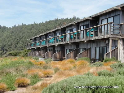 exterior of guest room building at Timber Cove Inn in Jenner, California