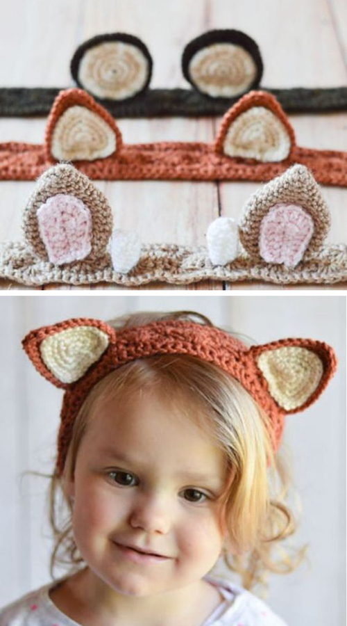 Crochet Animal Ears Headbands - Free Crochet Pattern