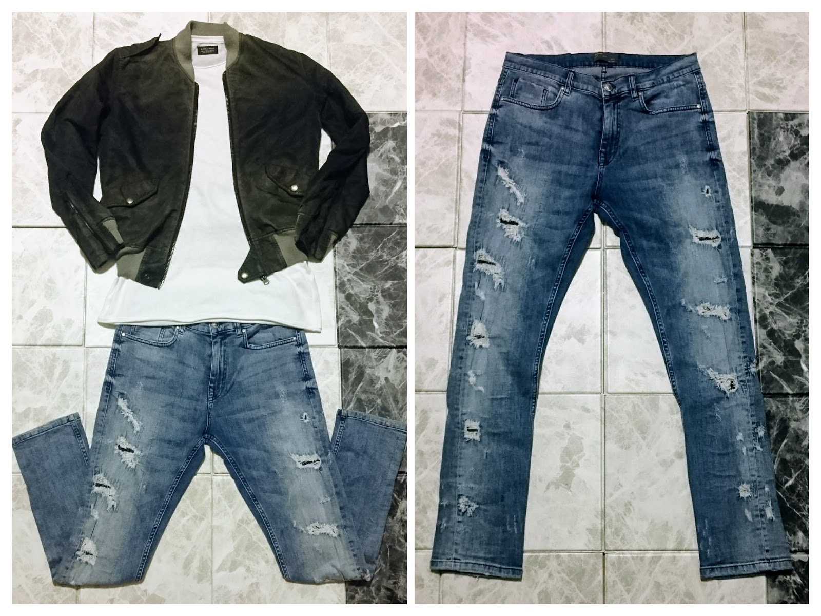 Zara Man スキニーデニム その１ のコーディネート リペア加工のジーンズの 着こなし方 を考える ザラ 商品レビュー