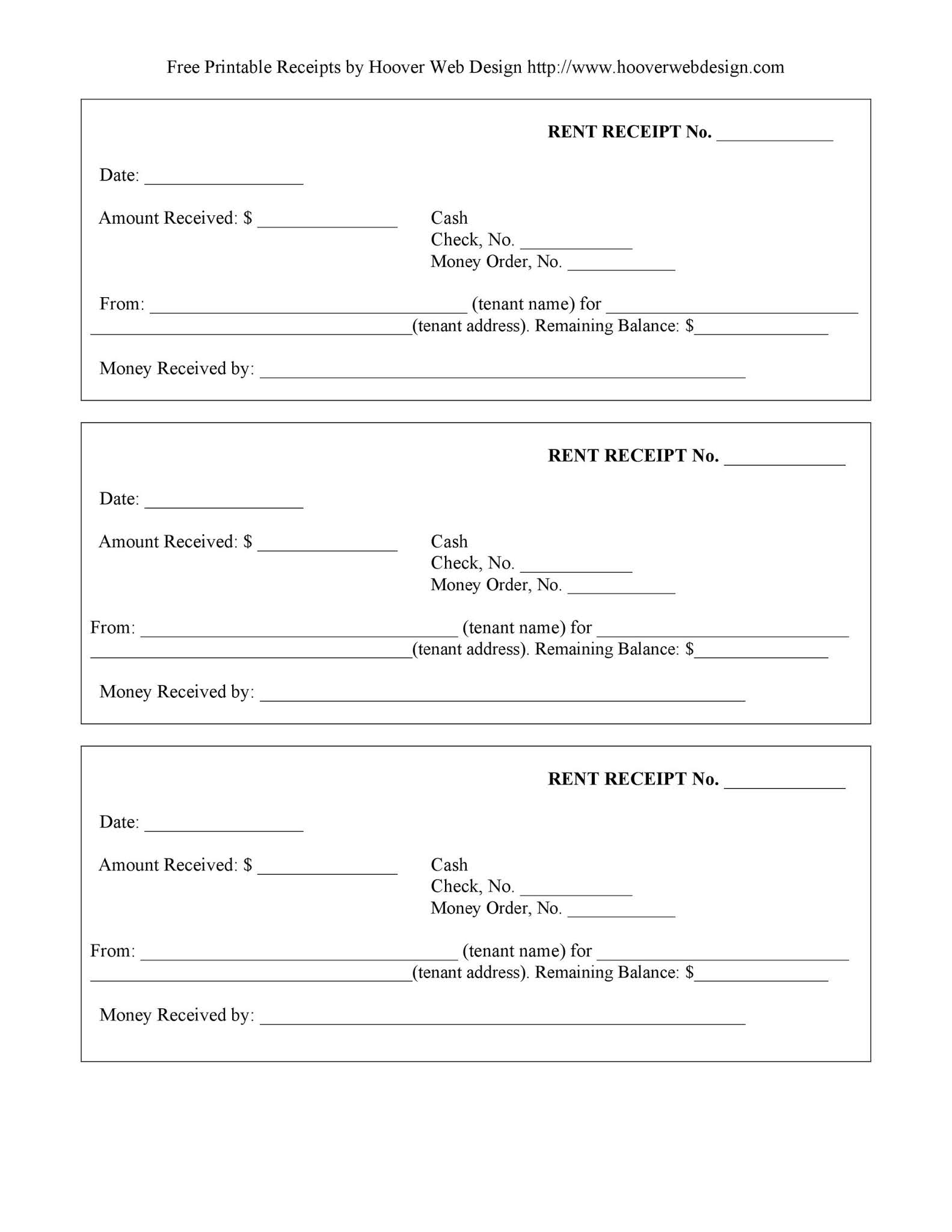 Car Rent Receipt Template Word