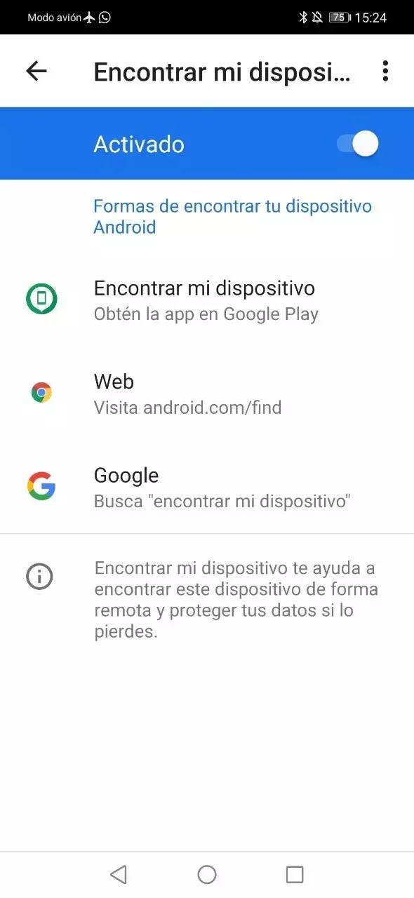 Android Encuentra mi dispositivo