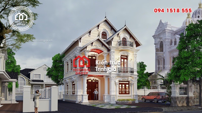 Biệt thự 2 tầng tân cổ điển mái thái lung linh ở Hải Dương - Mã số BT2543 - Ảnh 2