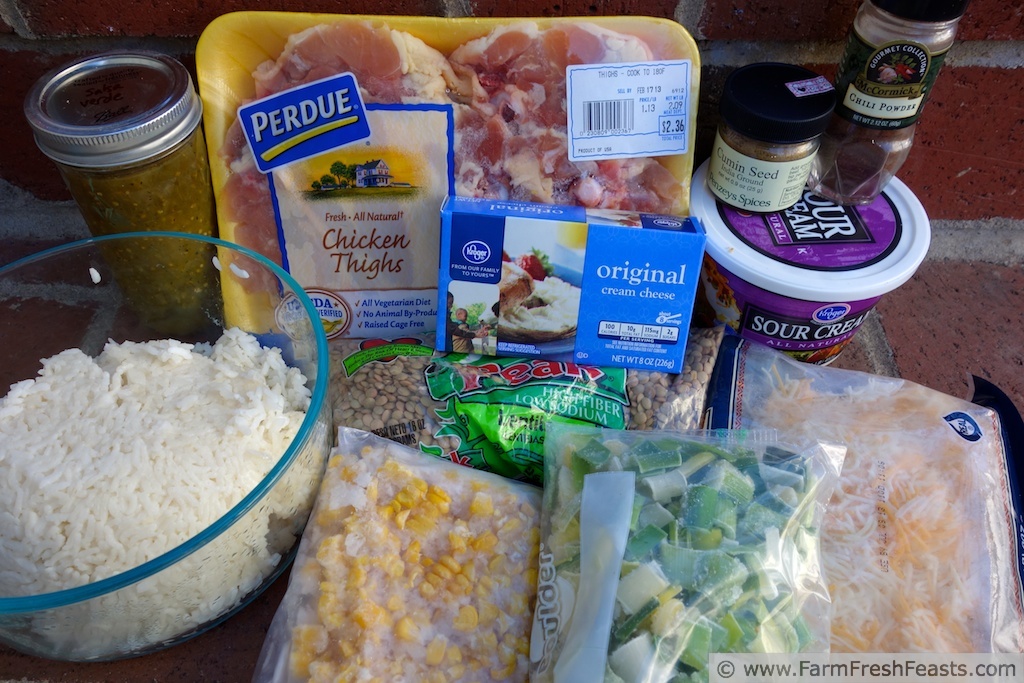 Farm Fresh Feasts Mexican Chicken Lentil Rice Bake (Salad?)