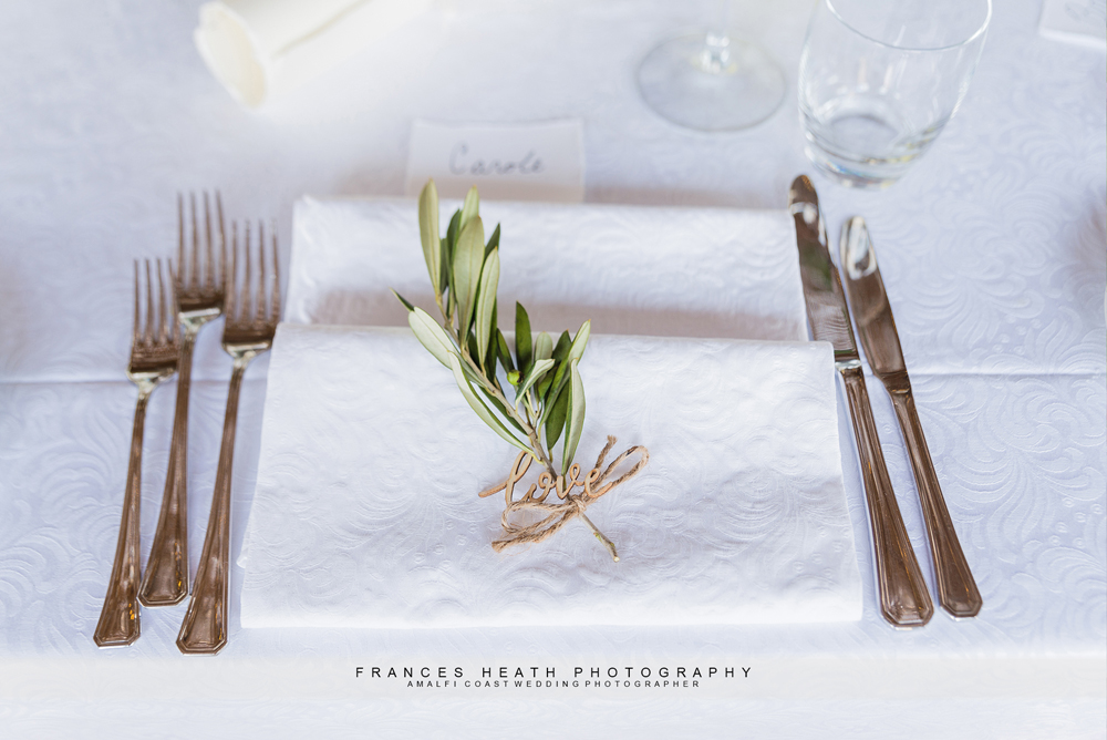 Olive branch place setting