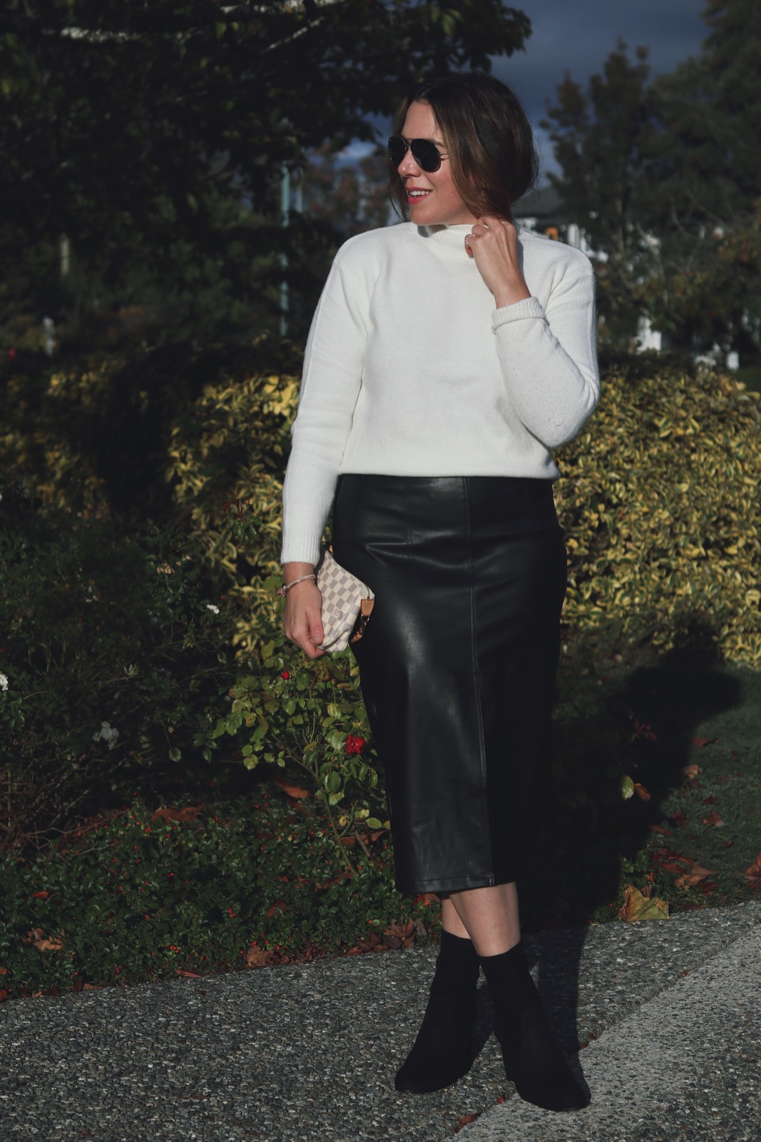 Here's how I wear a faux leather midi skirt — Covet & Acquire