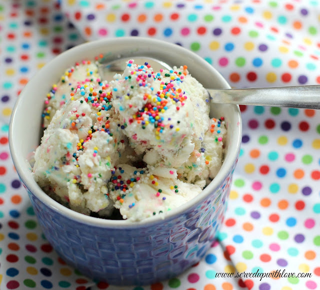 No Churn Funfetti Cake Batter Ice Cream Served Up With Love
