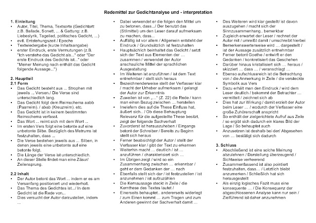 Wie Schreibt Man Eine Gedichtanalyse