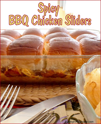 Spicy BBQ Chicken Sliders, you can adjust the heat according to your tastes in these baked barbecue chicken sliders. A fun lunch, dinner, or party food. | Recipe developed by www.BakingInATornado.com | #recipe #chicken