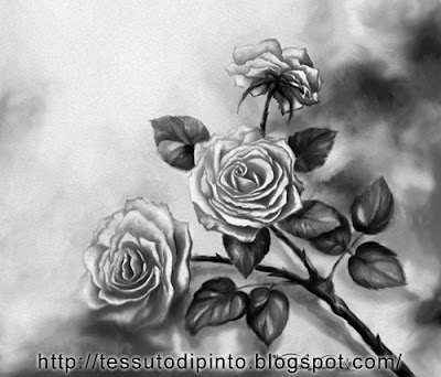 Quadro floreale pittura digitale versione bianco e nero