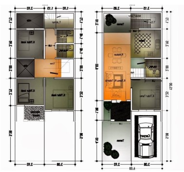 Denah rumah minimalis 3 kamar ukuran 5x12 Terbaru 2022 