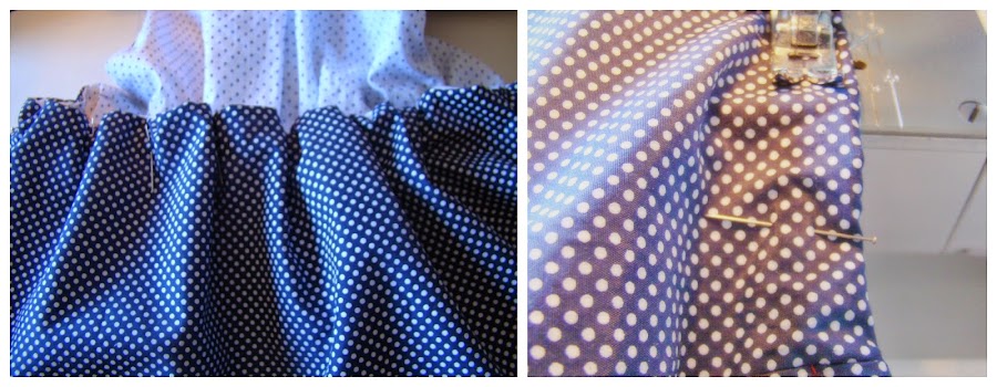 La goma ya por dentro ya dispuesta para ser cosida