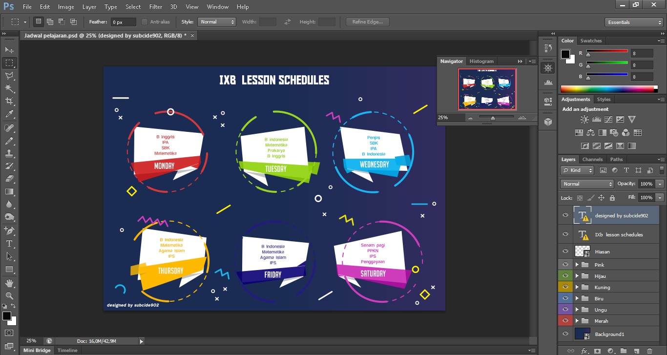 Desain Jadwal Pelajaran Keren, Kreatif, dan Minimalis KEPOINDONESIA