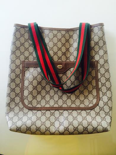 Truly Vintage: Authentic Vintage Gucci 1980&#39;s GG Tote Bag Large