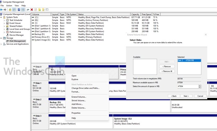 Ampliar el almacenamiento de la unidad de partición de Windows