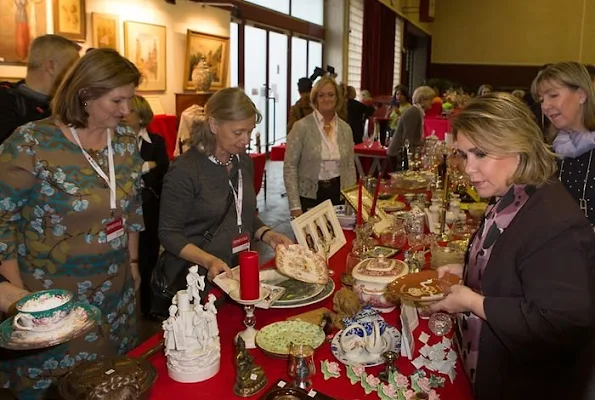 Grand Duchess Maria Teresa of Luxembourg at Red Cross Ball and visited Red Cross Bazaar in Luxembourg