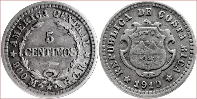 5 céntimos, 1910: Republic of Costa Rica