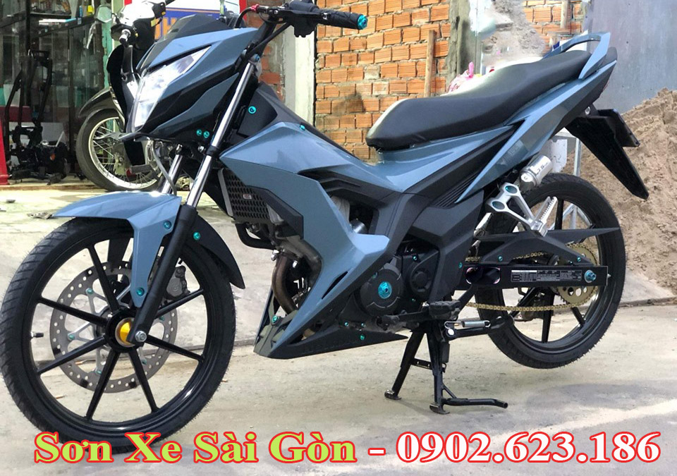 Sơn xe máy Honda Sonic màu xanh xi măng cực đẹp  SƠN XE MÁY ĐẸP