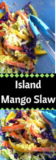 Island Mango Slaw:  The cooling effects of mango and Greek yogurt meets spicy jalapeno in this island take on a slaw. - Slice of Southern