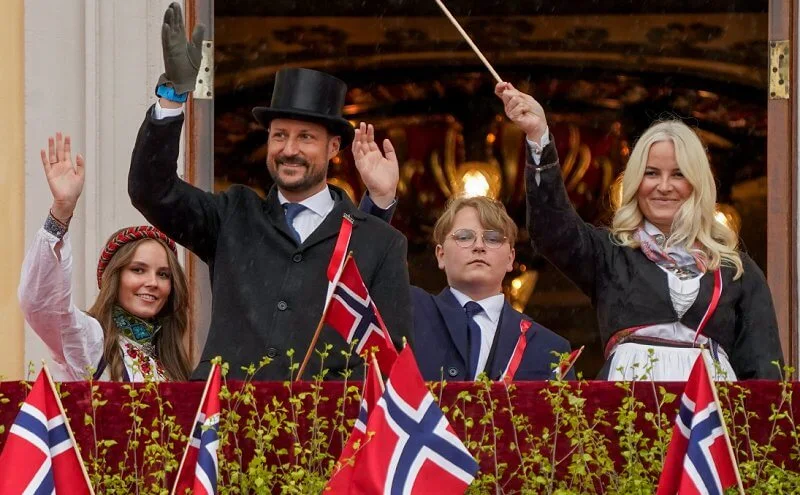 Queen Sonja, Crown Princess Mette-Marit, Crown Prince Haakon, Prince Sverre Magnus and Princess Ingrid Alexandra