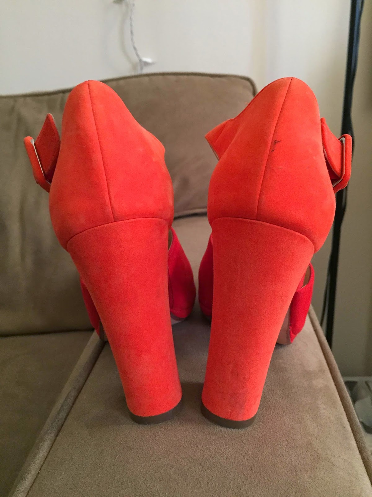 laws of general economy: Cole Haan red suede platform sandals size 8