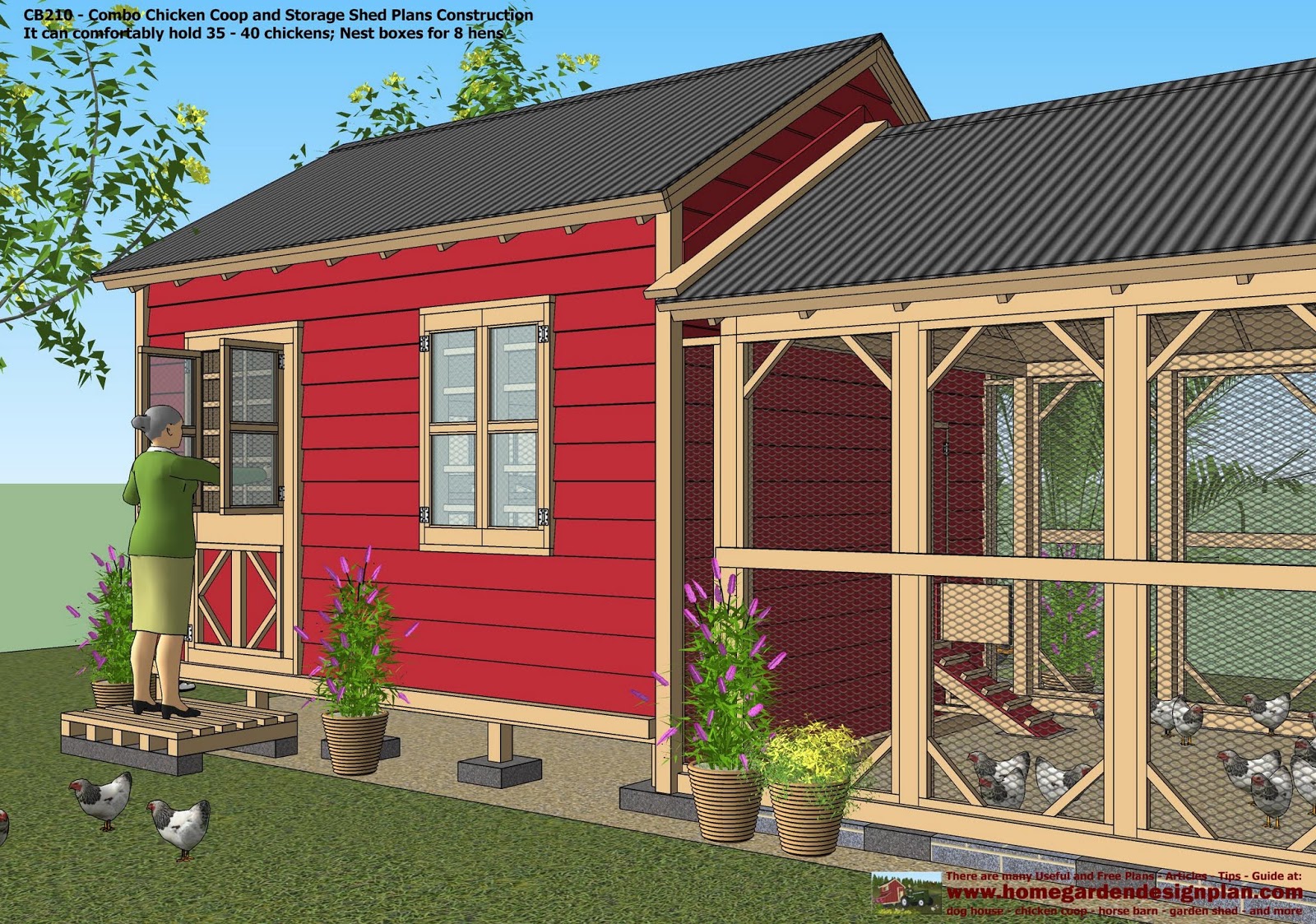 CB210 Combo Plans Chicken Coop Plans Construction Garden Sheds Plans