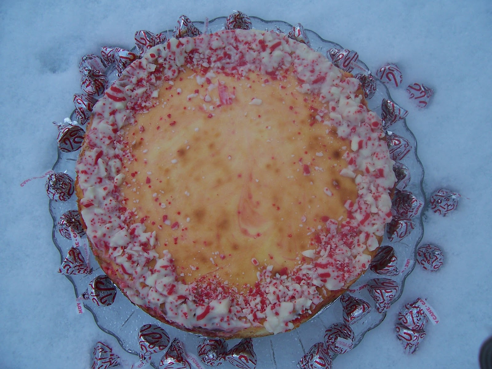 Hershey's Kisses Candy Cane Swirl Cheesecake and the Beauty of Cream Cheese