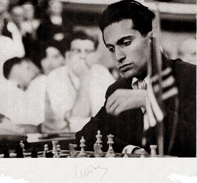 Mikhail Tal en el Torneo Internacional de Ajedrez de Zúrich 1959, imagen y firma