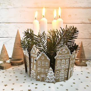 Weihnachtsmarkt DIY - Lebkuchenhäuser aus Papier und Käseschachtel basteln
