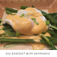 Egg Benedict and Asparagus together for a yummy breakfast.