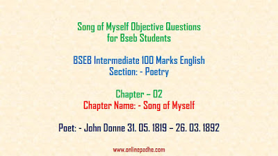 BSEB intermediate students Song of Myself Summary