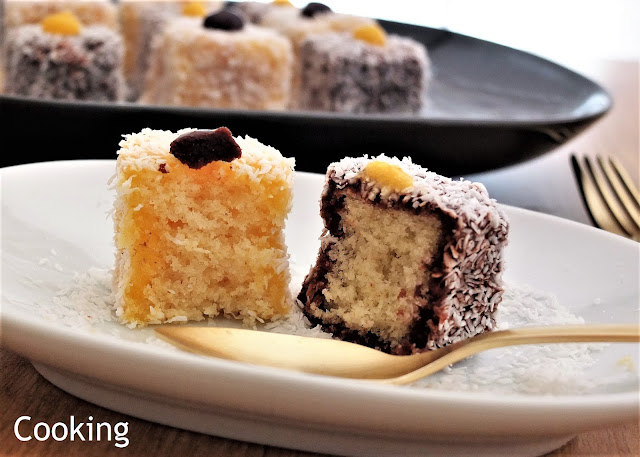 Lamingtons Recipe with chocolate and orange curd