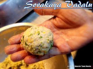 Sorakaya Vadalu - Make lemon size portion of dough