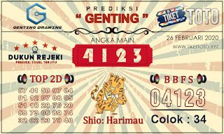 Prediksi Togel GENTING DRAWING TIKETTOTO 26 FEBRUARI 2020