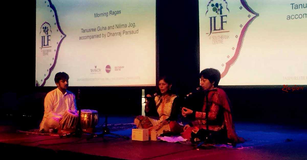 In true JLF fashion, Tanusree Guha and Nilima Jog, accompanied by Dhanraj Parsaud, from the Bharatiya Vidya Bhavan in London, set the mood for the day ahead with their spellbinding Morning Ragas.