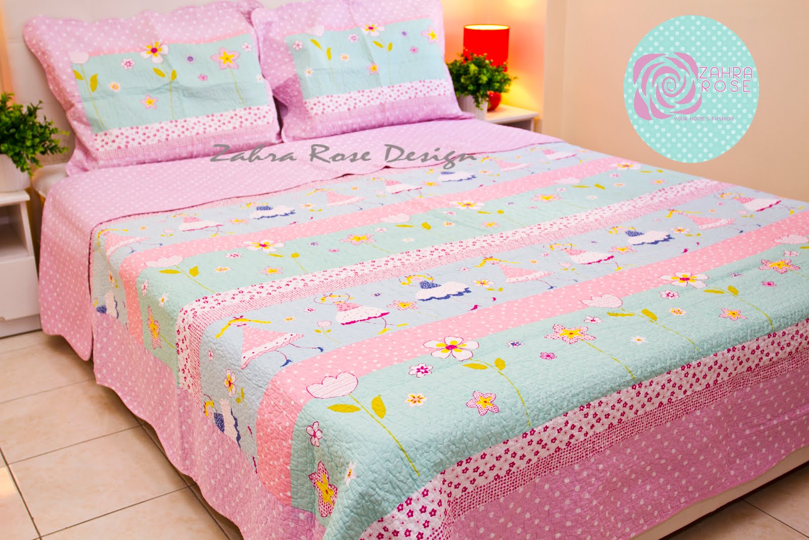 Zahra Rose Design (Cotton Patchwork Bed sheet) COTTON PATCHWORK