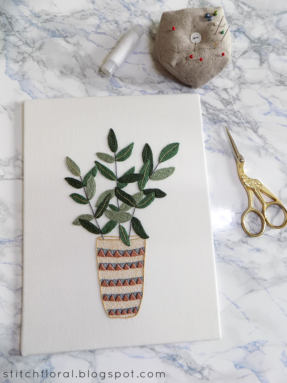 How to mount hand embroidery on a cardboard canvas tutorial Stitch
