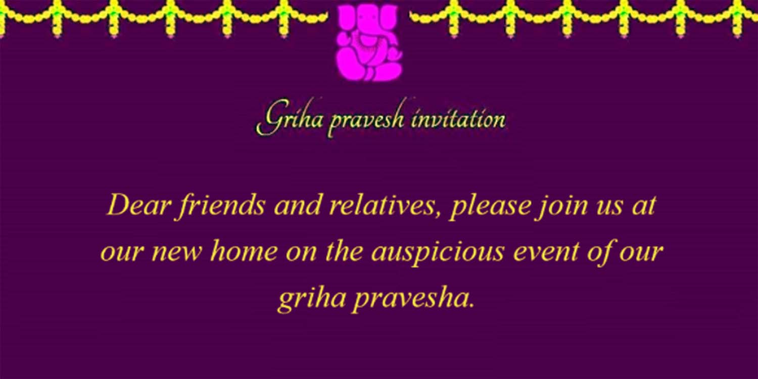 Griha Pravesh Invitation Indian House Warming Ceremony Invitation