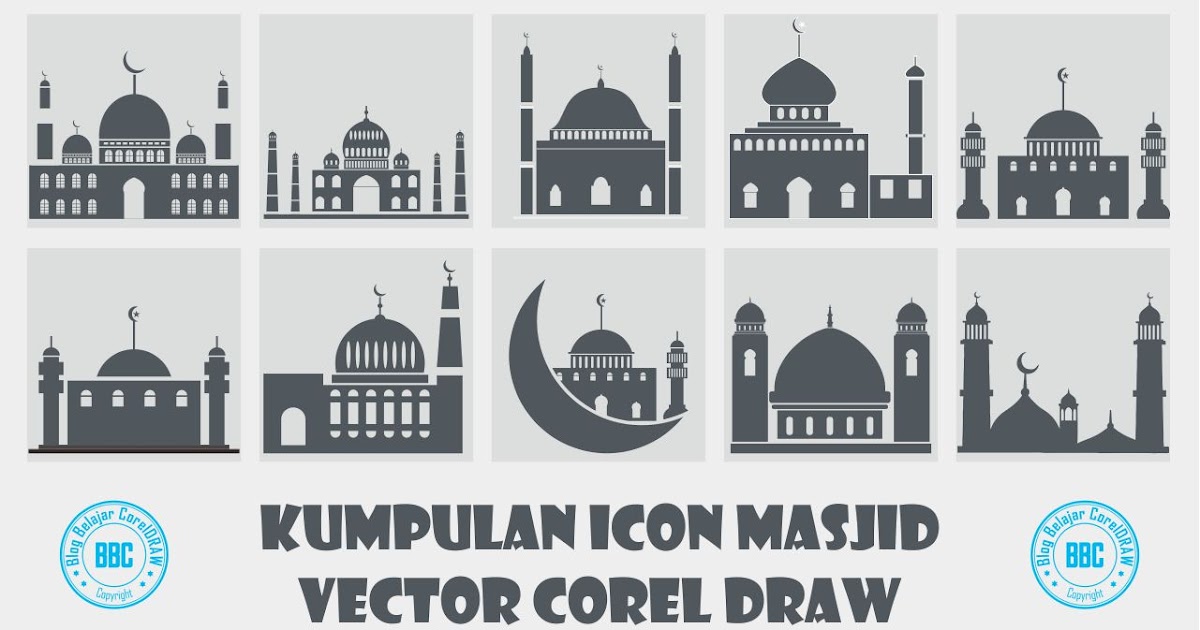10 Desain Icon Masjid Format Vector Corel Draw