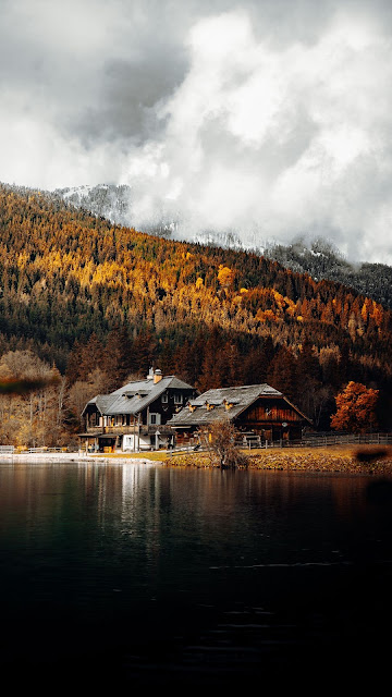 Autumn, Landscape, House, Lake, Forest