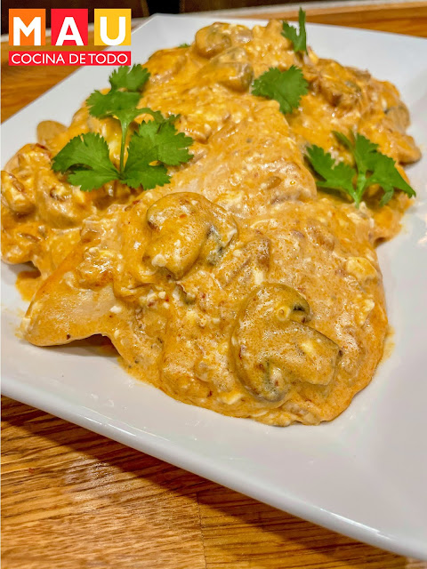 mau cocina de todo pollo chipotle cremoso salsa champiñones receta facil
