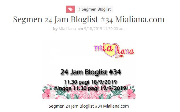 Segmen 24 Jam Bloglist #34 Mialiana.com