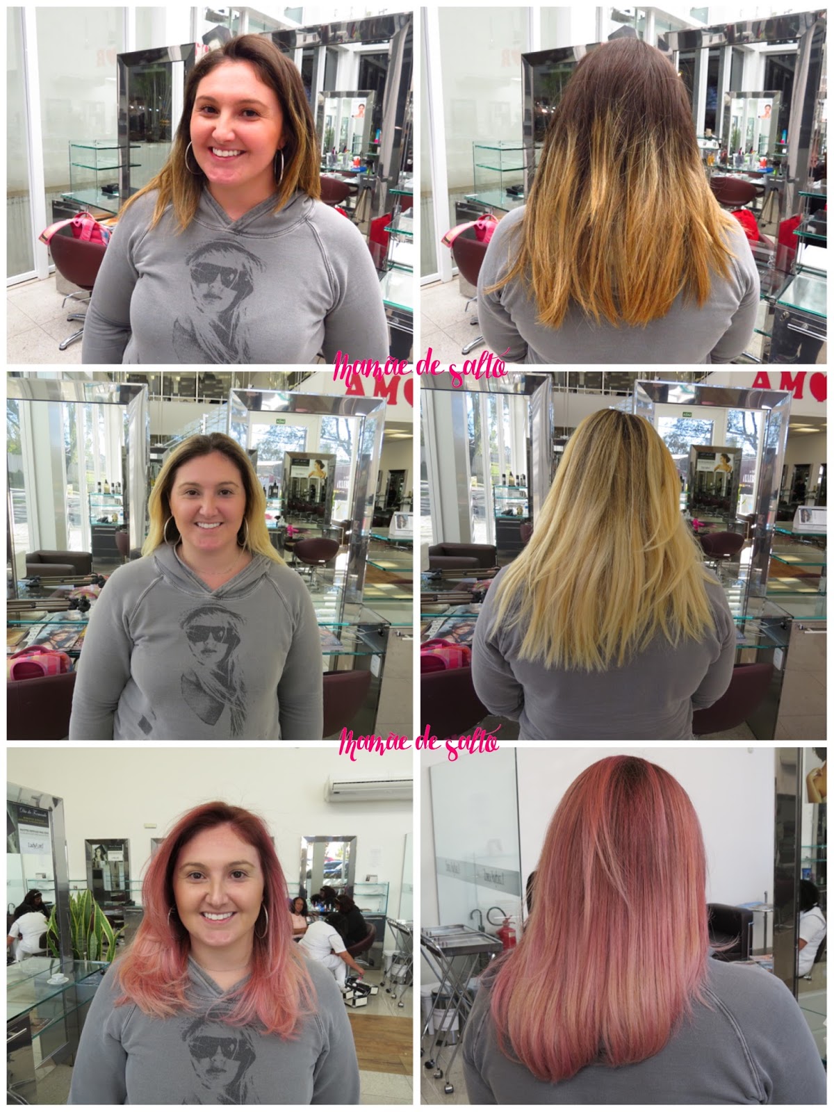 processo transformação cabelo loiro em cabelo rosa com Schwarzkopf e Tayna Viana Lady & Lord Ecoville Curitiba