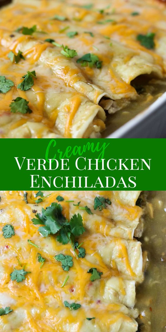 Creamy Verde Chicken Enchiladas