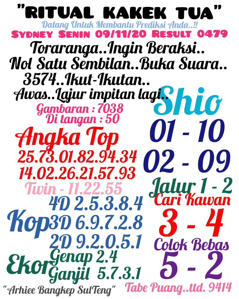 Syair Sydney Senin 9 November 2020 Royal Syair