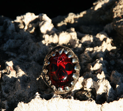 red skull dome ring by alex streeter