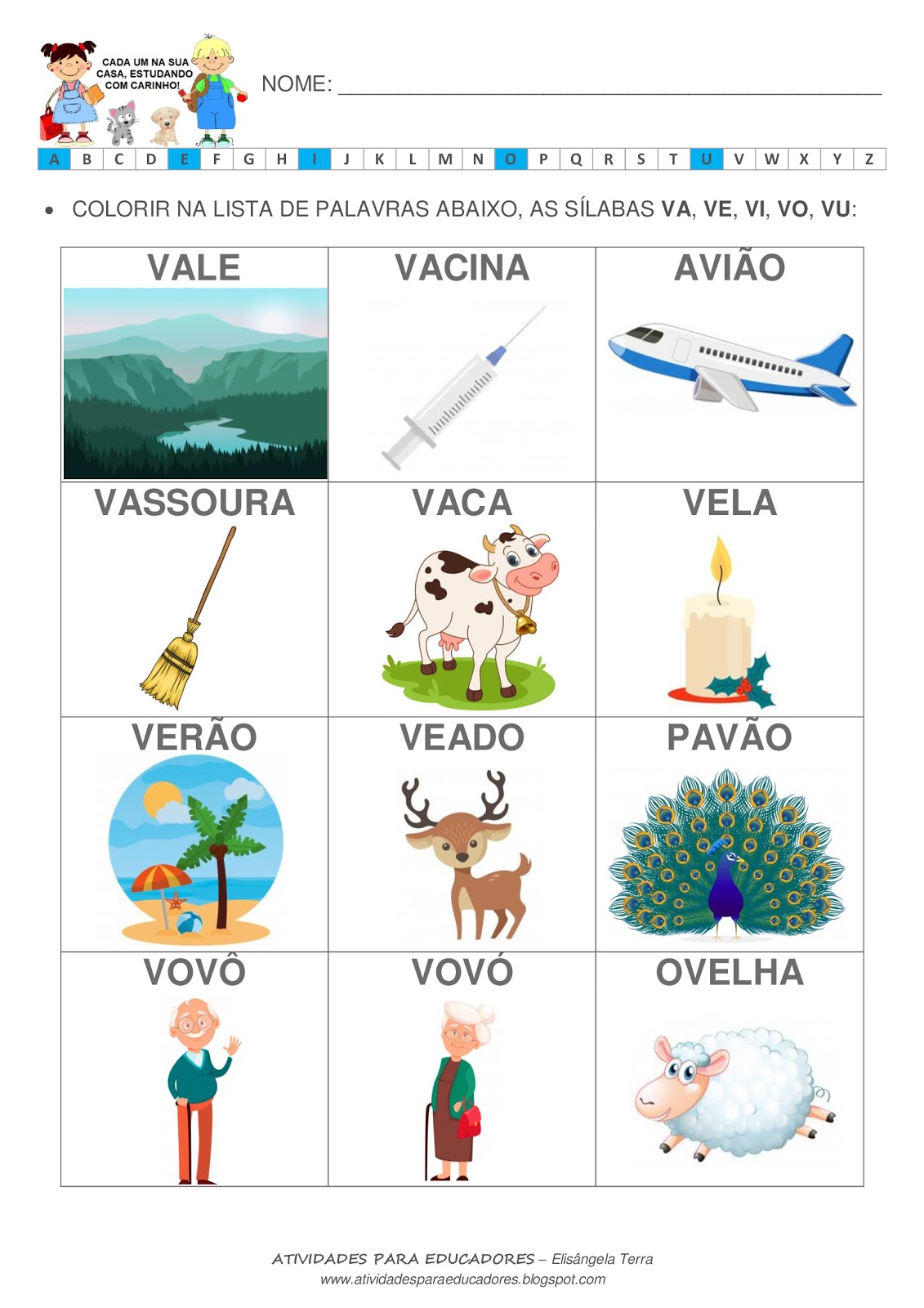 Silabas Con Va Ve Vi Vo Vu