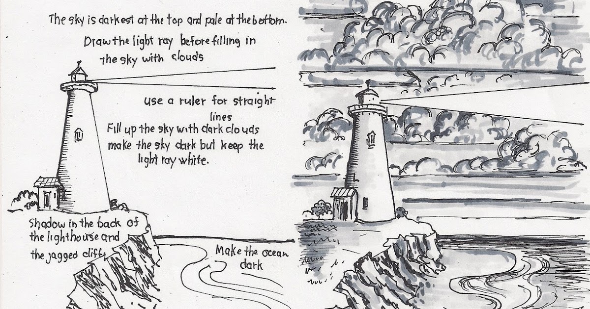 How to Draw Worksheets for The Young Artist How to Draw a Lighthouse,