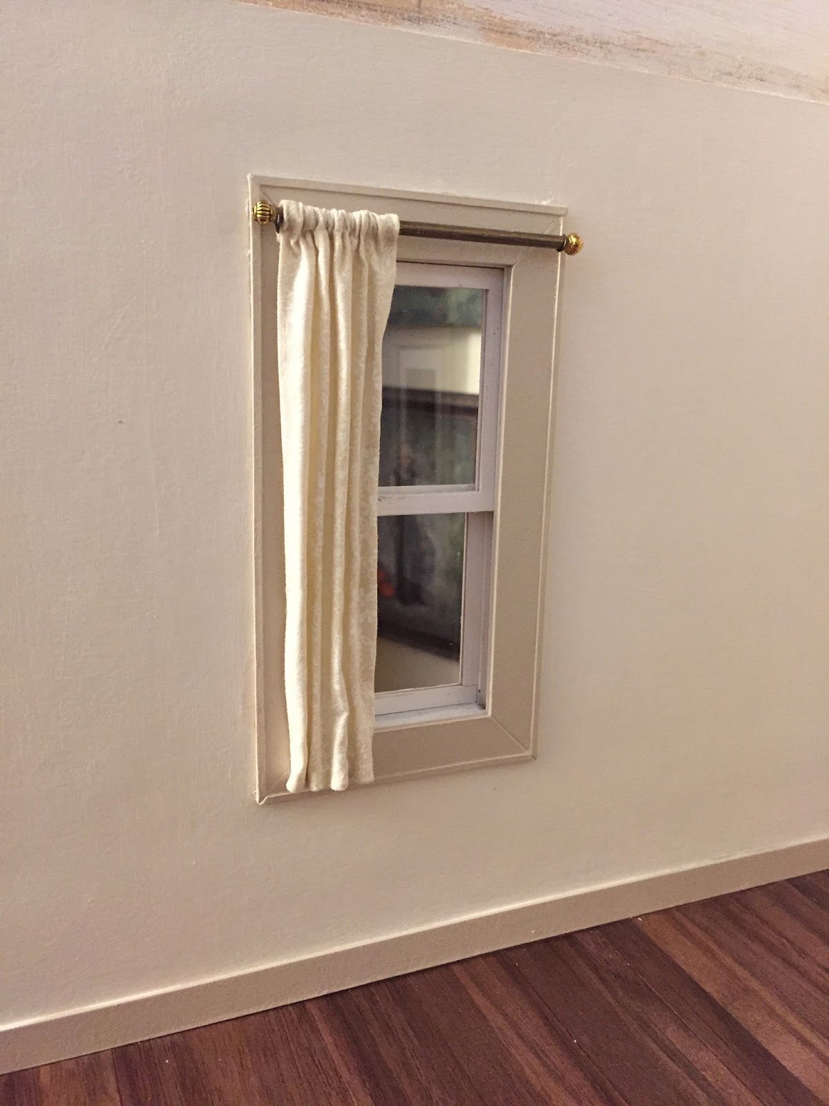 Dollhouse curtain on a curtain rod Nature's Soul Miniatures