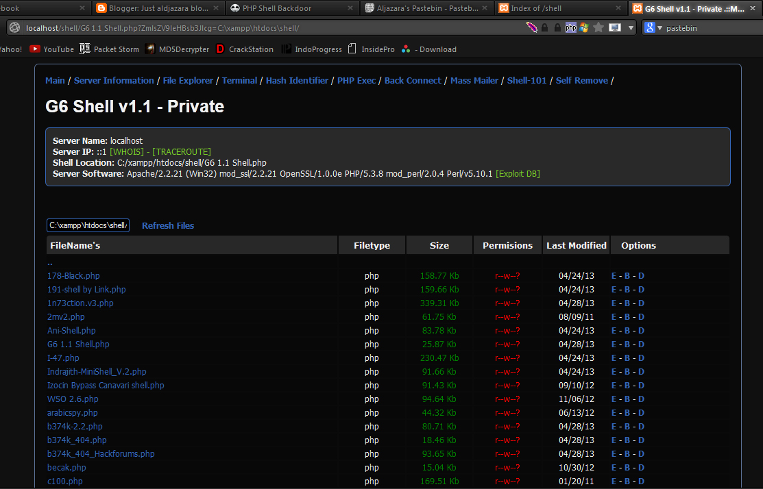 PHP Shell Backdoor aldjazara blog